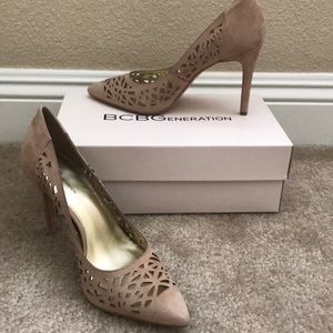 BCBG Nude Suede Pumps